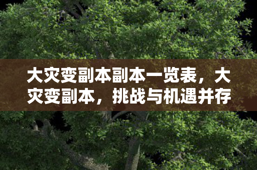 大灾变副本副本一览表，大灾变副本，挑战与机遇并存