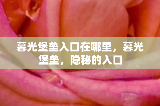 暮光堡垒入口在哪里,暮光堡垒,隐秘的入口 暮光堡垒入口在哪里,暮光堡垒,隐秘的入口
