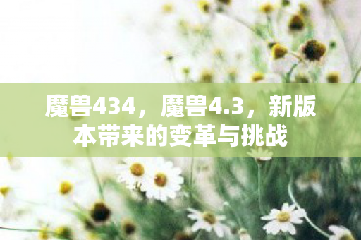 魔兽434,魔兽4.3,新版本带来的变革与挑战 魔兽434,魔兽4.3,新版本带来的变革与挑战