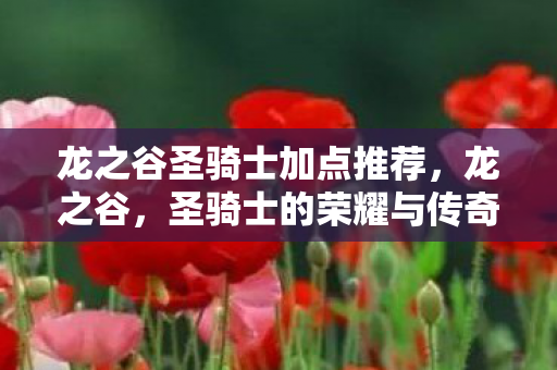 龙之谷圣骑士加点推荐,龙之谷,圣骑士的荣耀与传奇 龙之谷圣骑士加点推荐,龙之谷,圣骑士的荣耀与传奇