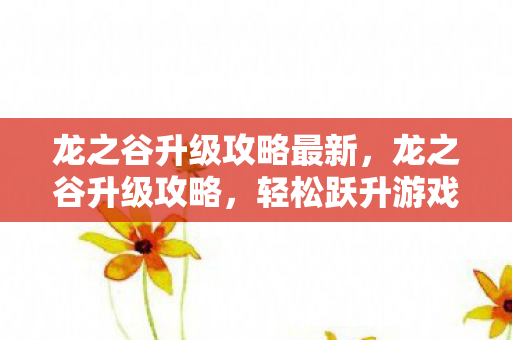 龙之谷升级攻略最新,龙之谷升级攻略,轻松跃升游戏巅峰 龙之谷升级攻略最新,龙之谷升级攻略,轻松跃升游戏巅峰
