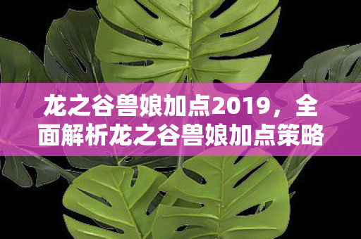 龙之谷兽娘加点2019,全面解析龙之谷兽娘加点策略,轻松提升你的战斗力! 龙之谷兽娘加点2019,全面解析龙之谷兽娘加点策略,轻松提升你的战斗力!