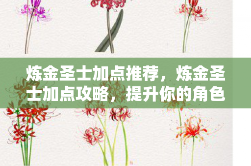 炼金圣士加点推荐,炼金圣士加点攻略,提升你的角色实力! 炼金圣士加点推荐,炼金圣士加点攻略,提升你的角色实力!
