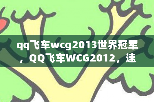 qq飞车wcg2013世界冠军,QQ飞车WCG2012,速度与激情的盛宴 qq飞车wcg2013世界冠军,QQ飞车WCG2012,速度与激情的盛宴