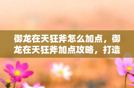 御龙在天狂斧怎么加点，御龙在天狂斧加点攻略，打造无敌战士的秘诀