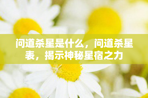 问道杀星是什么，问道杀星表，揭示神秘星宿之力