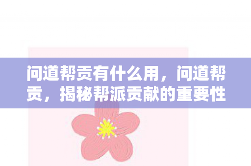问道帮贡有什么用，问道帮贡，揭秘帮派贡献的重要性与获取方式