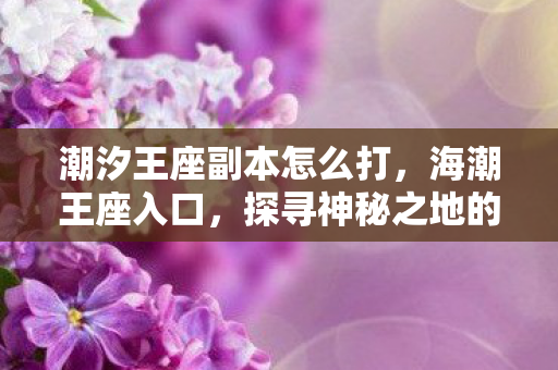 潮汐王座副本怎么打,海潮王座入口,探寻神秘之地的奇幻之旅 潮汐王座副本怎么打,海潮王座入口,探寻神秘之地的奇幻之旅