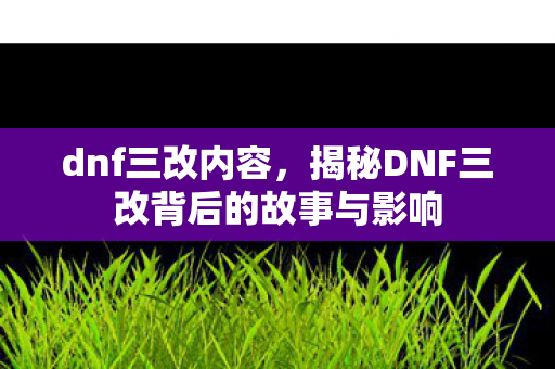 dnf三改内容,揭秘DNF三改背后的故事与影响 dnf三改内容,揭秘DNF三改背后的故事与影响