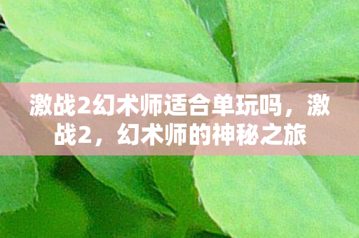 激战2幻术师适合单玩吗,激战2,幻术师的神秘之旅 激战2幻术师适合单玩吗,激战2,幻术师的神秘之旅