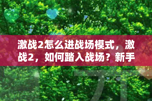 激战2怎么进战场模式,激战2,如何踏入战场?新手入门指南 激战2怎么进战场模式,激战2,如何踏入战场?新手入门指南