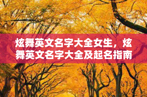 炫舞英文名字大全女生，炫舞英文名字大全及起名指南