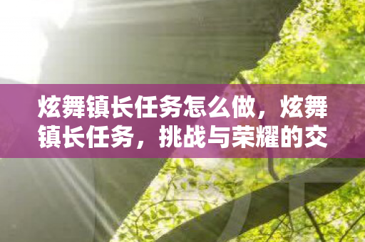 炫舞镇长任务怎么做,炫舞镇长任务,挑战与荣耀的交织 炫舞镇长任务怎么做,炫舞镇长任务,挑战与荣耀的交织