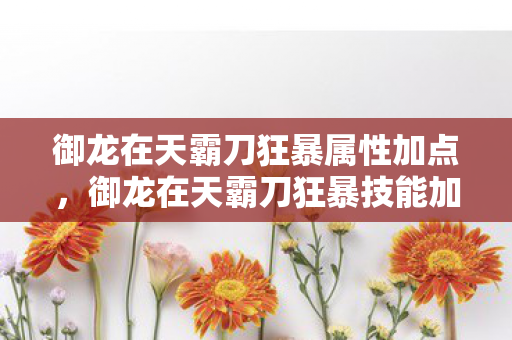 御龙在天霸刀狂暴属性加点,御龙在天霸刀狂暴技能加点攻略 御龙在天霸刀狂暴属性加点,御龙在天霸刀狂暴技能加点攻略