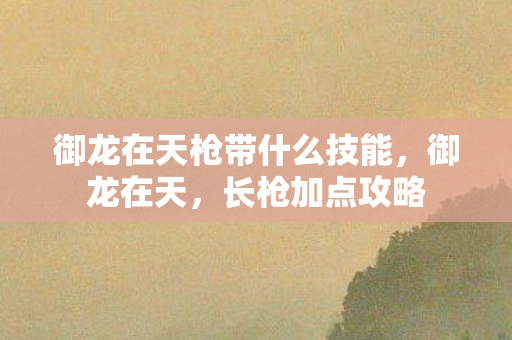 御龙在天枪带什么技能，御龙在天，长枪加点攻略