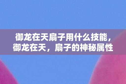 御龙在天扇子用什么技能，御龙在天，扇子的神秘属性揭秘