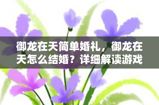 御龙在天简单婚礼,御龙在天怎么结婚?详细解读游戏中的浪漫瞬间 御龙在天简单婚礼,御龙在天怎么结婚?详细解读游戏中的浪漫瞬间