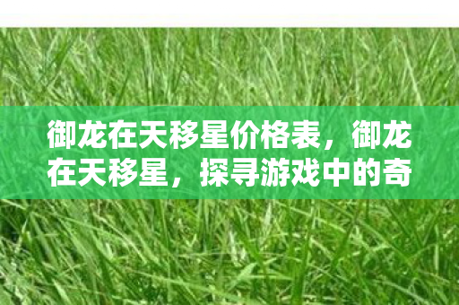 御龙在天移星价格表,御龙在天移星,探寻游戏中的奇幻世界与策略之道 御龙在天移星价格表,御龙在天移星,探寻游戏中的奇幻世界与策略之道
