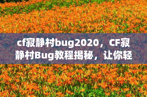 cf寂静村bug2020,CF寂静村Bug教程揭秘,让你轻松掌握游戏技巧 cf寂静村bug2020,CF寂静村Bug教程揭秘,让你轻松掌握游戏技巧