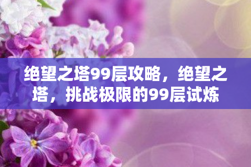 绝望之塔99层攻略，绝望之塔，挑战极限的99层试炼