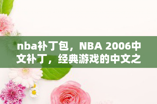 nba补丁包,NBA 2006中文补丁,经典游戏的中文之旅 nba补丁包,NBA 2006中文补丁,经典游戏的中文之旅