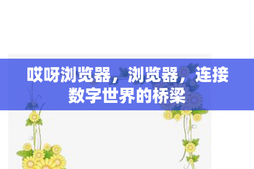 哎呀浏览器,浏览器,连接数字世界的桥梁 哎呀浏览器,浏览器,连接数字世界的桥梁