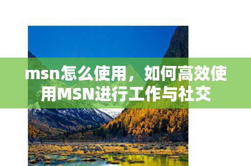 msn怎么使用,如何高效使用MSN进行工作与社交 msn怎么使用,如何高效使用MSN进行工作与社交
