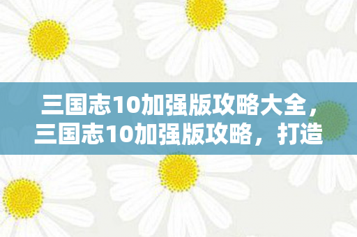 三国志10加强版攻略大全，三国志10加强版攻略，打造你的霸业之路