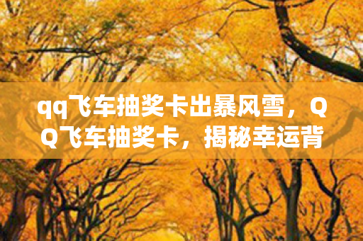 qq飞车抽奖卡出暴风雪,QQ飞车抽奖卡,揭秘幸运背后的秘密策略 qq飞车抽奖卡出暴风雪,QQ飞车抽奖卡,揭秘幸运背后的秘密策略