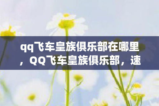 qq飞车皇族俱乐部在哪里,QQ飞车皇族俱乐部,速度与荣耀的聚集地 qq飞车皇族俱乐部在哪里,QQ飞车皇族俱乐部,速度与荣耀的聚集地