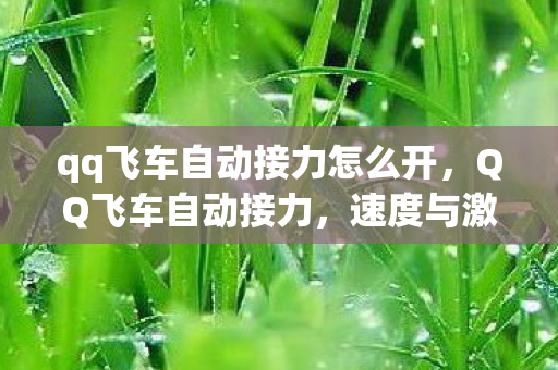 qq飞车自动接力怎么开,QQ飞车自动接力,速度与激情的新篇章 qq飞车自动接力怎么开,QQ飞车自动接力,速度与激情的新篇章