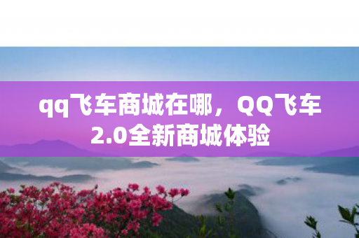 qq飞车商城在哪，QQ飞车2.0全新商城体验