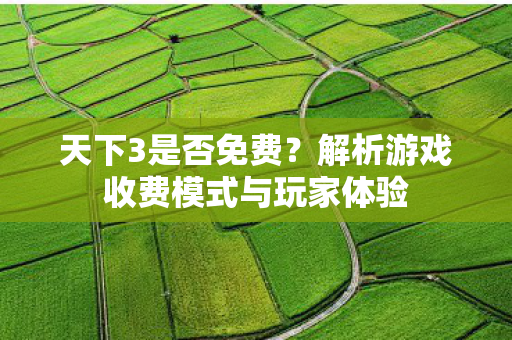 天下3是否免费?解析游戏收费模式与玩家体验 天下3是否免费?解析游戏收费模式与玩家体验