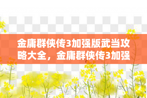 金庸群侠传3加强版武当攻略大全,金庸群侠传3加强版武当攻略 金庸群侠传3加强版武当攻略大全,金庸群侠传3加强版武当攻略