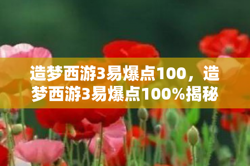 造梦西游3易爆点100,造梦西游3易爆点100%揭秘游戏中的隐藏宝藏 造梦西游3易爆点100,造梦西游3易爆点100%揭秘游戏中的隐藏宝藏