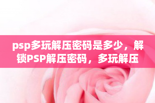 psp多玩解压密码是多少,解锁PSP解压密码,多玩解压的实用指南 psp多玩解压密码是多少,解锁PSP解压密码,多玩解压的实用指南