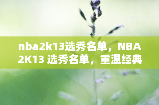 nba2k13选秀名单,NBA2K13 选秀名单,重温经典,再现辉煌 nba2k13选秀名单,NBA2K13 选秀名单,重温经典,再现辉煌