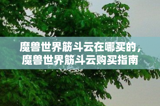 魔兽世界筋斗云在哪买的,魔兽世界筋斗云购买指南 魔兽世界筋斗云在哪买的,魔兽世界筋斗云购买指南