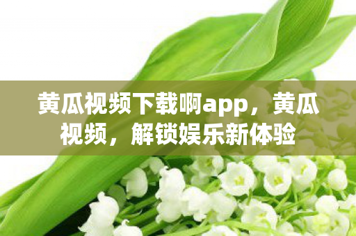 黄瓜视频下载啊app，黄瓜视频，解锁娱乐新体验