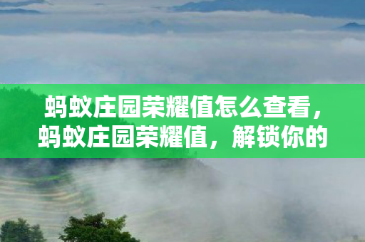 蚂蚁庄园荣耀值怎么查看,蚂蚁庄园荣耀值,解锁你的数字生活新成就 蚂蚁庄园荣耀值怎么查看,蚂蚁庄园荣耀值,解锁你的数字生活新成就