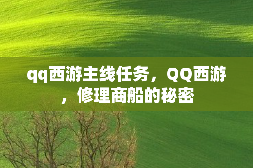 qq西游主线任务,QQ西游,修理商船的秘密 qq西游主线任务,QQ西游,修理商船的秘密