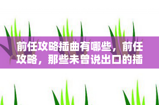前任攻略插曲有哪些,前任攻略,那些未曾说出口的插曲 前任攻略插曲有哪些,前任攻略,那些未曾说出口的插曲