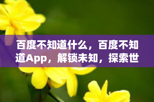 百度不知道什么，百度不知道App，解锁未知，探索世界的秘密