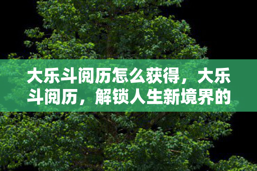 大乐斗阅历怎么获得,大乐斗阅历,解锁人生新境界的钥匙 大乐斗阅历怎么获得,大乐斗阅历,解锁人生新境界的钥匙