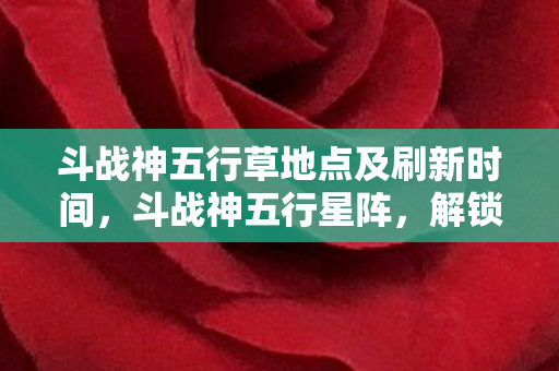 斗战神五行草地点及刷新时间，斗战神五行星阵，解锁宇宙力量的神秘阵法