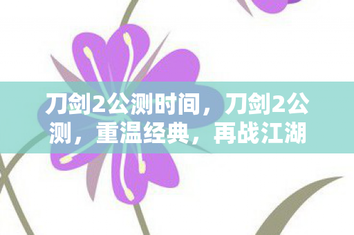 刀剑2公测时间,刀剑2公测,重温经典,再战江湖 刀剑2公测时间,刀剑2公测,重温经典,再战江湖