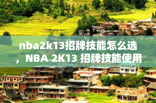 nba2k13招牌技能怎么选,NBA 2K13 招牌技能使用指南 nba2k13招牌技能怎么选,NBA 2K13 招牌技能使用指南