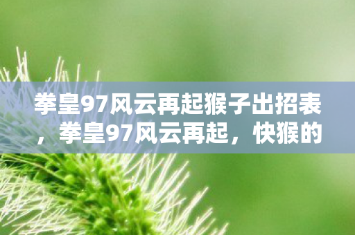 拳皇97风云再起猴子出招表,拳皇97风云再起,快猴的崛起与传奇 拳皇97风云再起猴子出招表,拳皇97风云再起,快猴的崛起与传奇