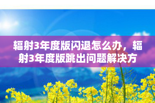 辐射3年度版闪退怎么办，辐射3年度版跳出问题解决方案