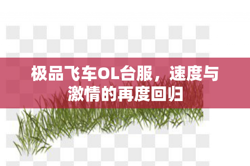 极品飞车OL台服，速度与激情的再度回归